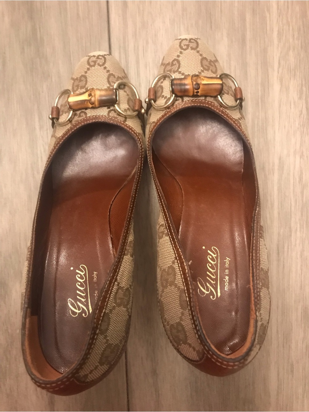 Gucci Beige/Brown GG Canvas Horsebit Heel Pumps - Picture 8 of 16